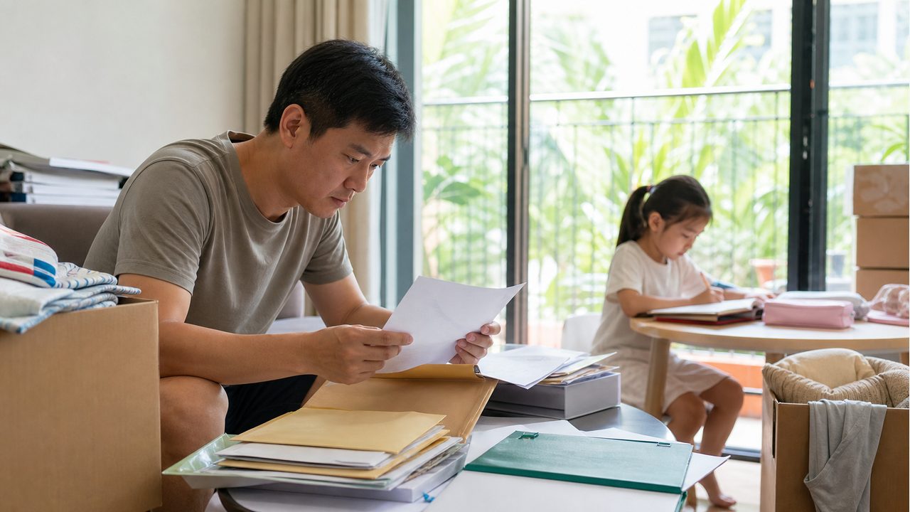 租房家庭在海口住处整理入学和居住材料
